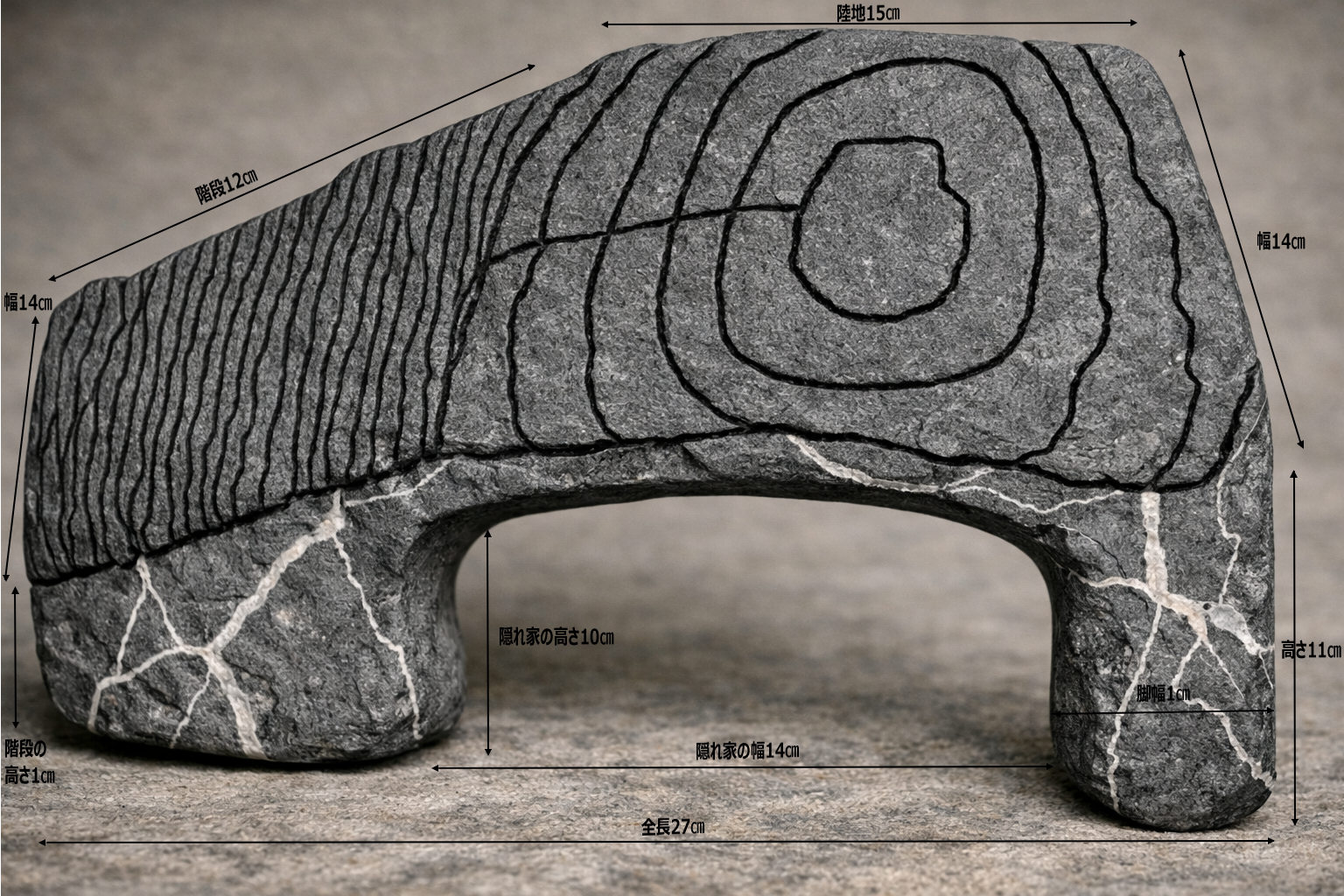 亀専用の擬岩サイズ